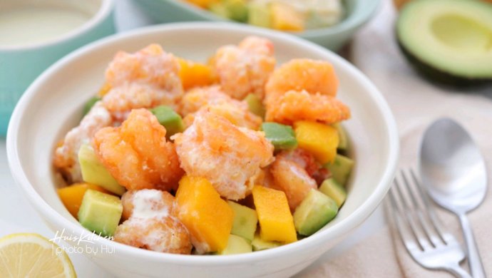 轻盈版芥末酸奶虾球