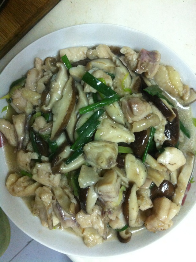 Sliced chicken with mushroom