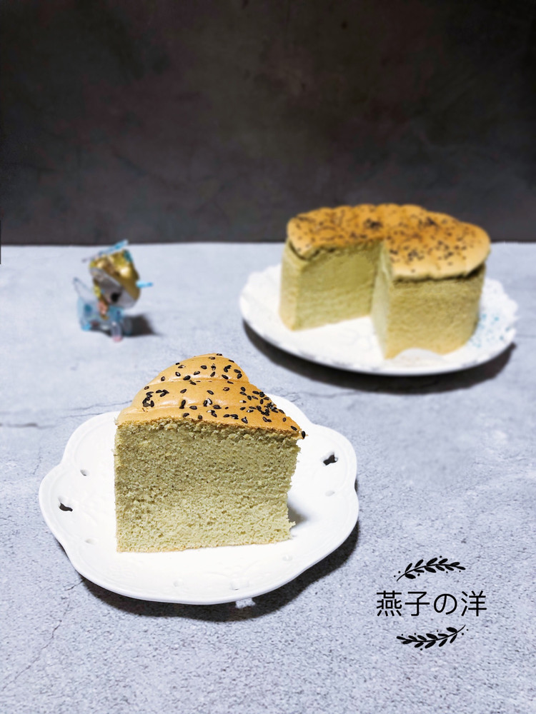 【戚风】黑芝麻抹茶蛋糕的做法