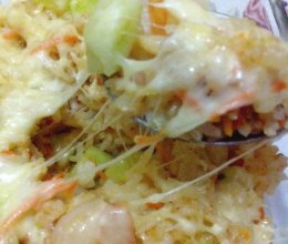 虾仁咖喱焗饭的做法