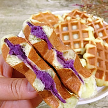 紫薯香芋馅华夫饼