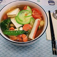 无油低脂:“绿肥红瘦”豆腐汤的做法图解12