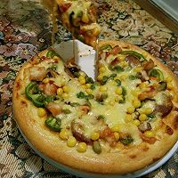 香肠青菜披萨的做法图解7