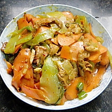 胡萝卜莴笋炒肉片