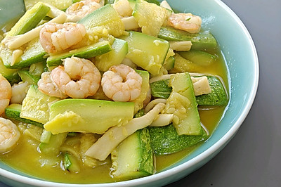 西葫芦海鲜菇炒虾仁