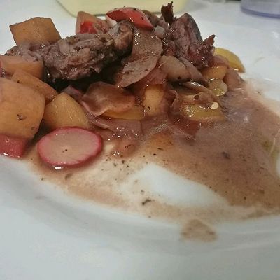 香煎猪肉炖红酒苹果