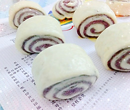 #一次发酵法#紫薯双色馒头卷的做法