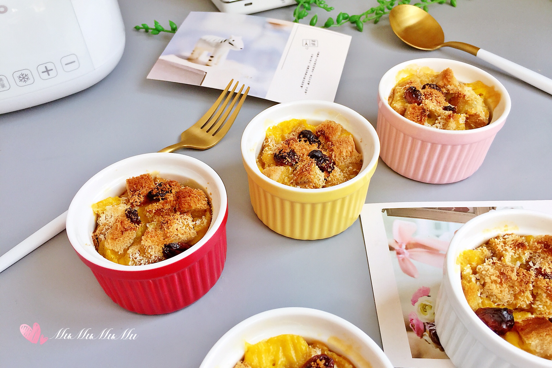 Fat reducing and slimming dessert - baked pudding with soymilk toast