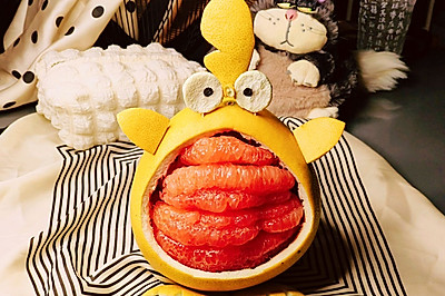 【创意果盘】柚子鸡，柚子的趣味吃法！