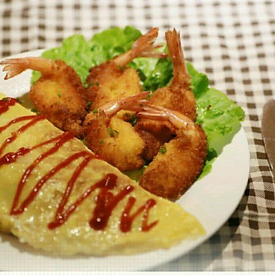 海鲜蛋包饭+香酥琵琶虾