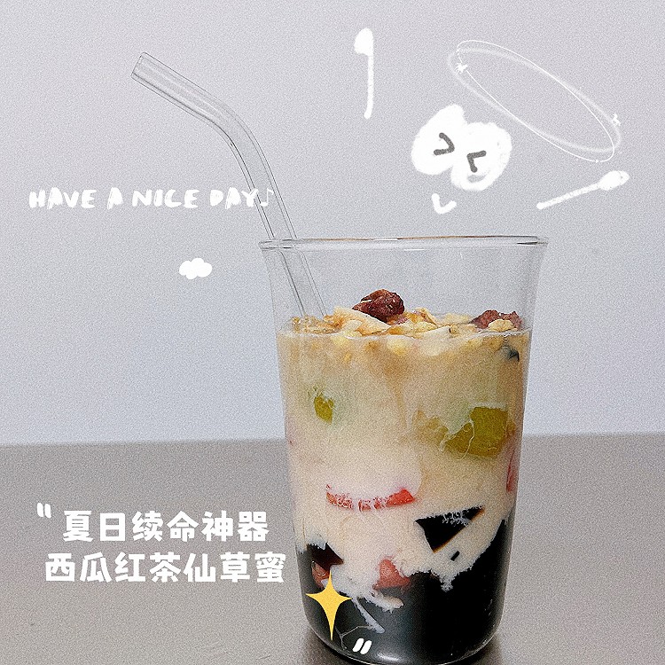 夏日续命饮料之西瓜红茶仙草蜜的做法