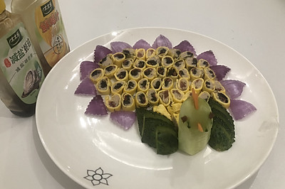 创意摆盘孔雀开屏