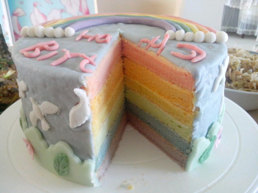 彩虹蛋糕的做法_【图解】彩虹蛋糕怎么做如何做好吃_彩虹蛋糕家常做法大全_米小米的厨娘_豆果美食