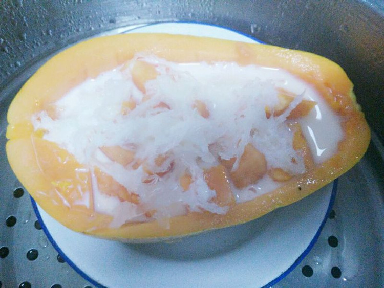 燕窝炖木瓜牛奶的做法