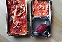5分钟电热饭盒/便当-西红柿牛肉汤配红薯米饭的做法
