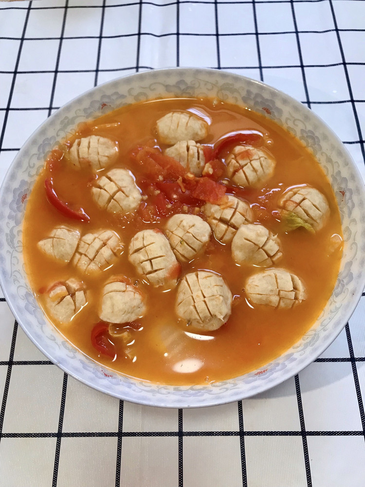 西红柿白菜肉丸汤的做法