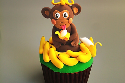 小猴子翻糖杯蛋糕