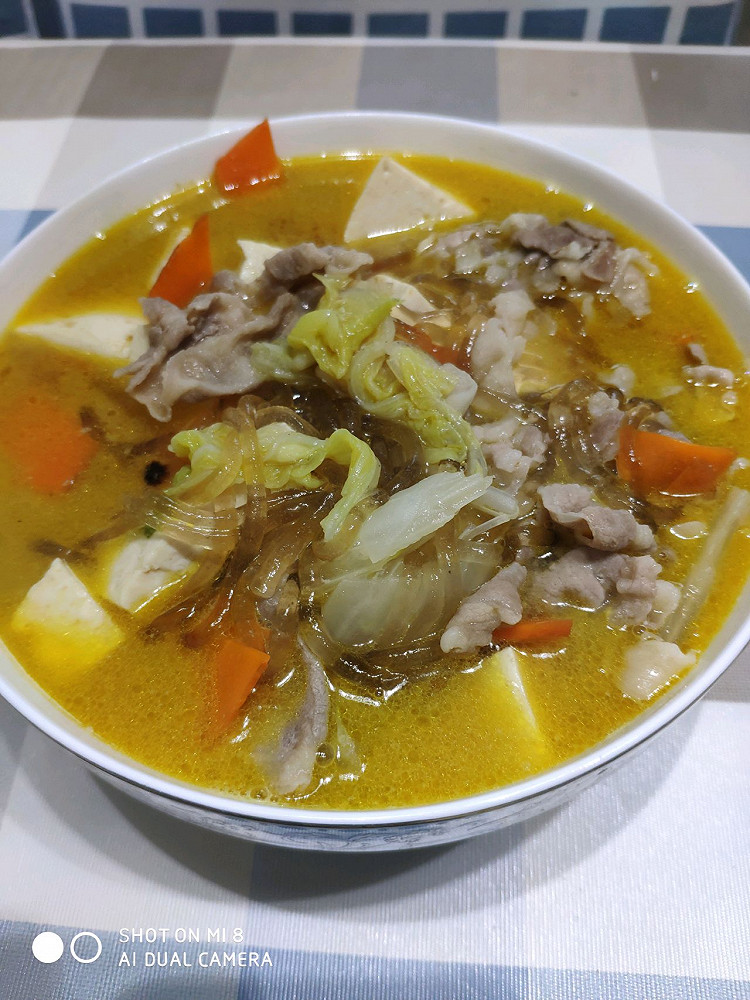 羊肉卷白菜豆腐汤的做法