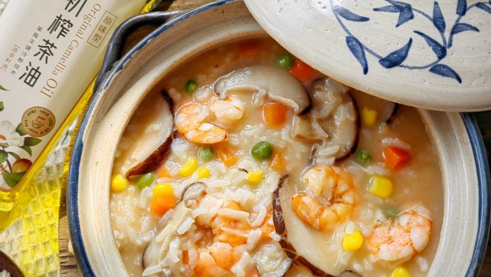 香菇鲜虾粥—味道鲜美口感清爽营养又暖胃