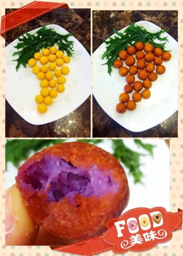 奶香蜂蜜南瓜、紫薯球