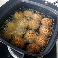 #人人能开小吃店#南瓜豆沙馅空心麻团的做法图解24