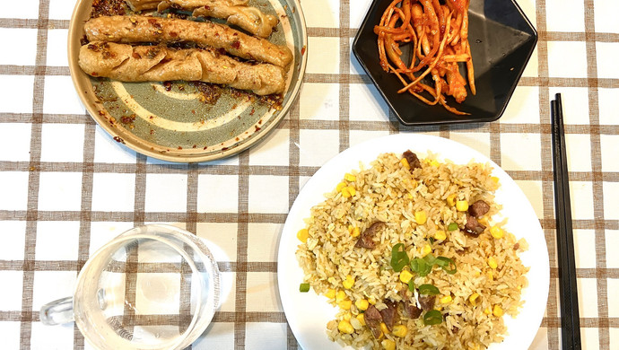 干肠玉米炒饭
