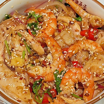 鸡腿拌虾仁