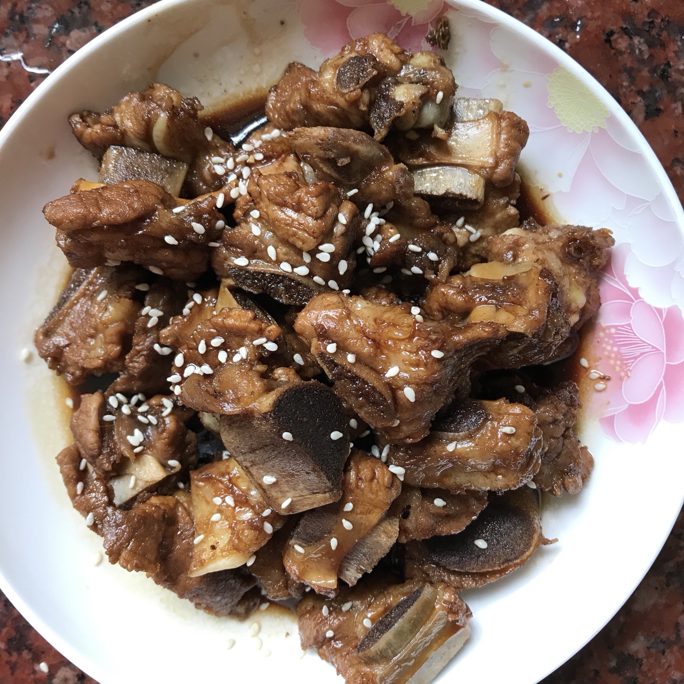 Fried chicken with pork ribs in sweet and sour sauce