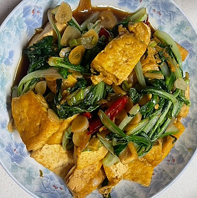 超简单的无盐青菜豆腐的做法