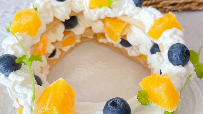 香橙蓝莓花环蛋糕