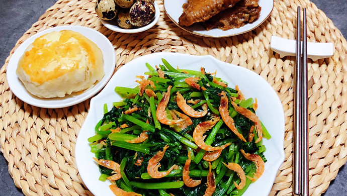 蒜蓉茼蒿炒磷虾