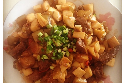 茄丁杏鲍菇炒牛肉