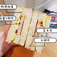 滑蛋火腿三明治蛋多到爆出来的做法图解10
