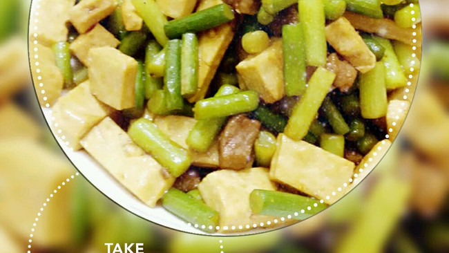 下饭菜——豆干蒜苔炒肉粒的做法