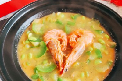 茄子毛豆大虾汤