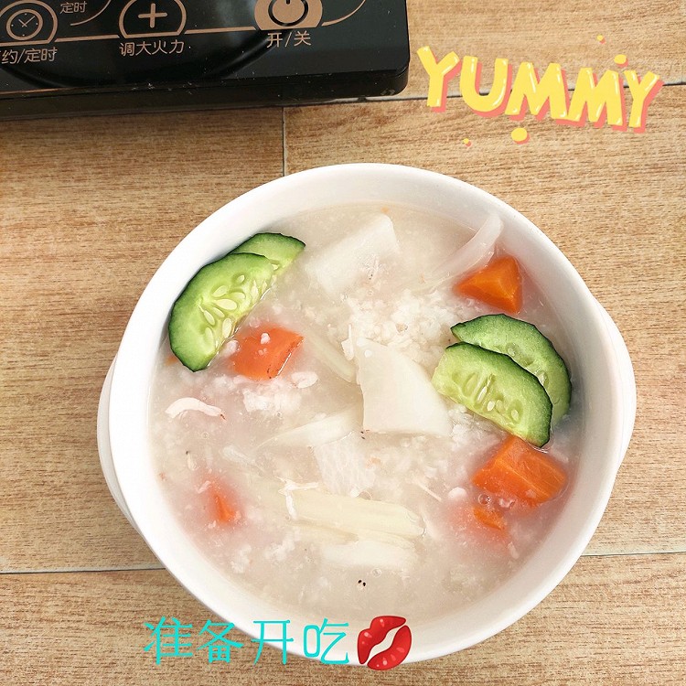 ⚪️双色萝卜虾皮粥【电磁炉版】的做法
