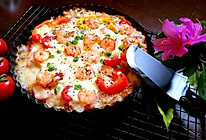 鲜虾披萨（36小时天然酵种Teff粉法棍 饼底）的做法