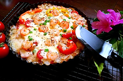 鲜虾披萨（36小时天然酵种Teff粉法棍 饼底）