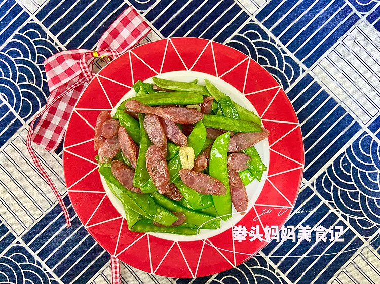 快手美食#腊肉荷兰豆的做法