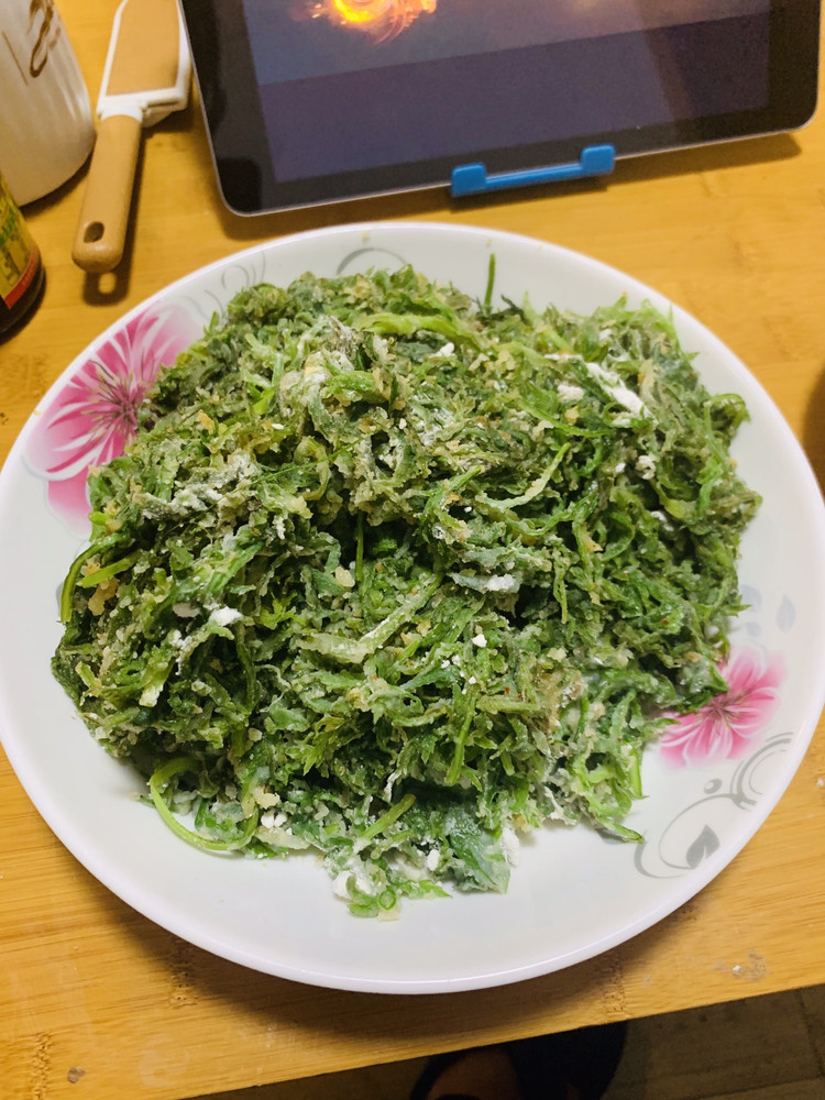 健康蒸茼蒿的做法