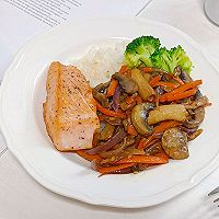 #挪威三文鱼#香煎挪威三文鱼菌菇盖饭的做法图解9