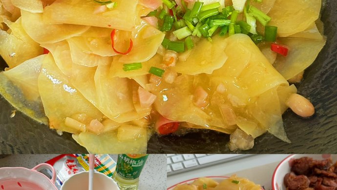 家常酸辣土豆片做法—山胡椒味酸萝卜炒土豆片