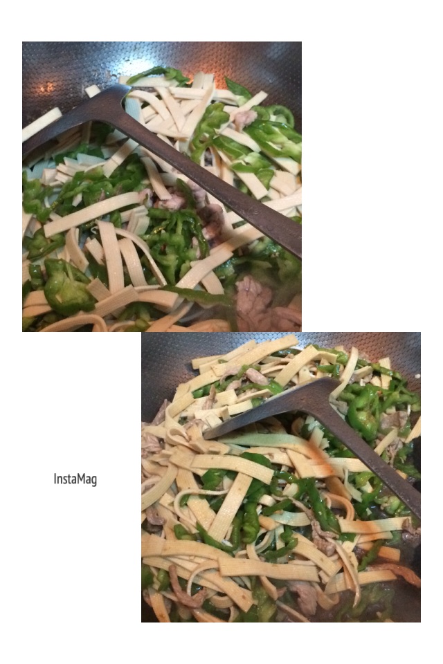 青椒炒豆皮的做法图解3