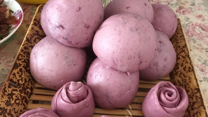 紫薯馒头、玫瑰花紫薯馒头