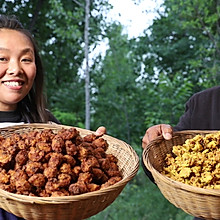 黄明肉和炸菜丸子