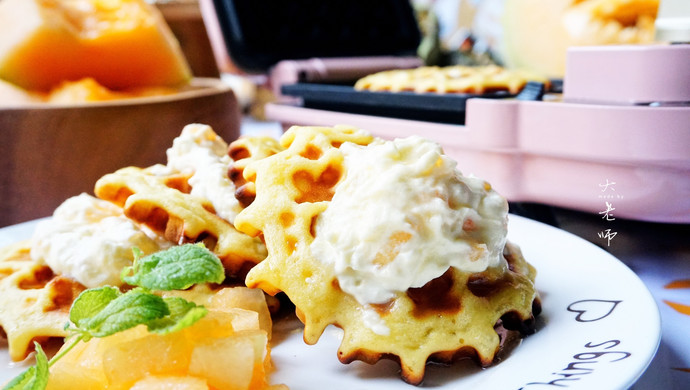 夏日蜜瓜奶油华夫