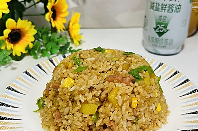 只用一种调味品酱油炒饭