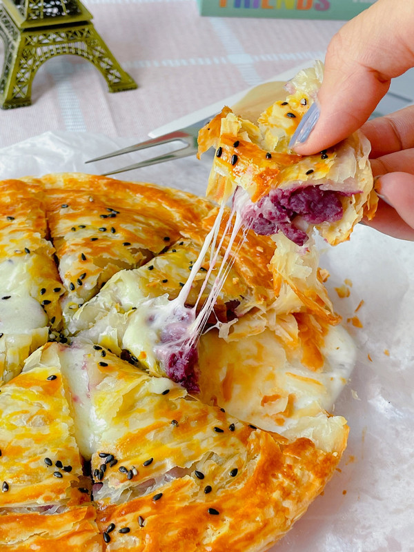烘焙小白快手烤箱美食～爆浆拉丝紫薯芝士饼