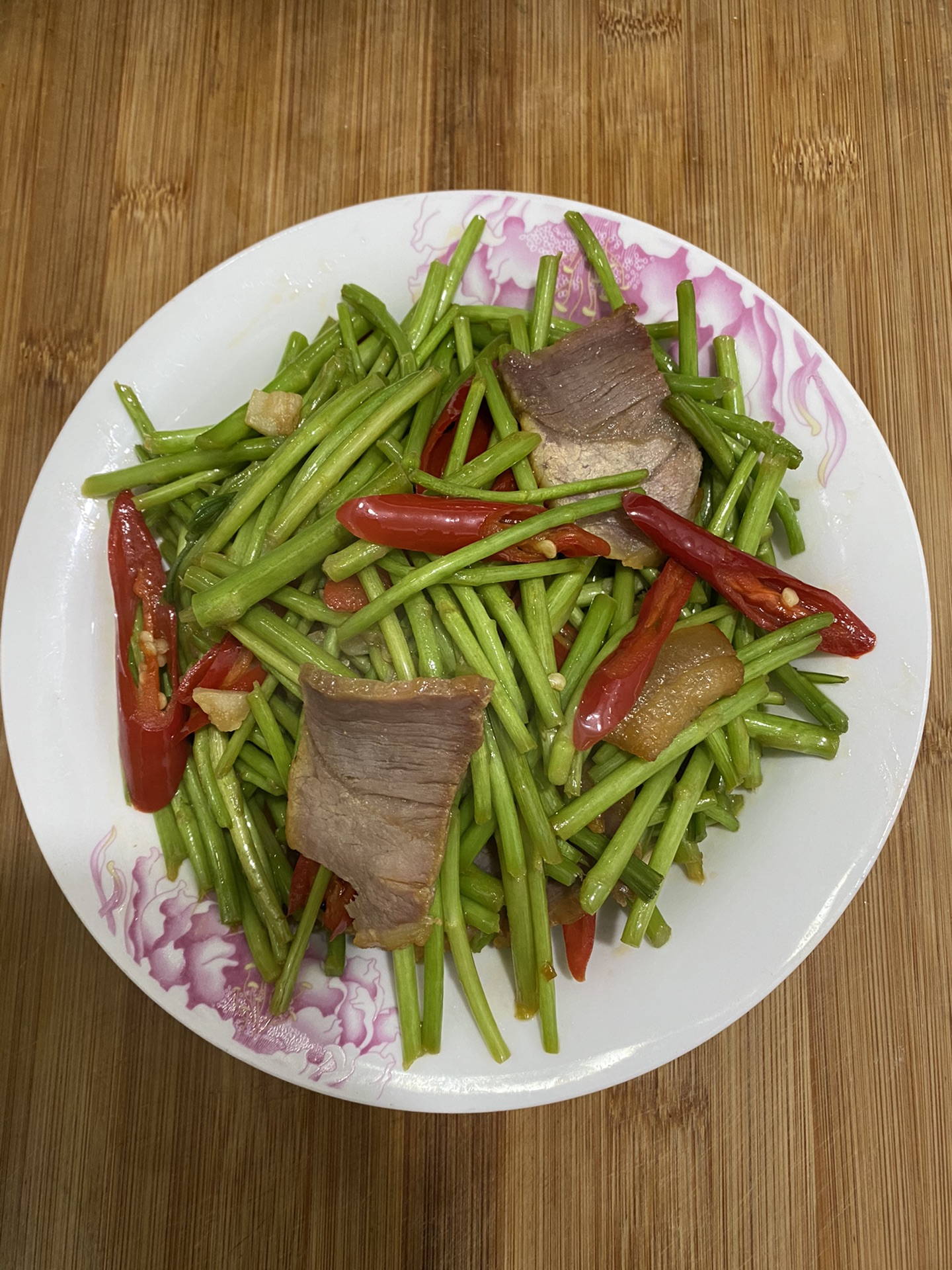 Stir fried tarragon with bacon