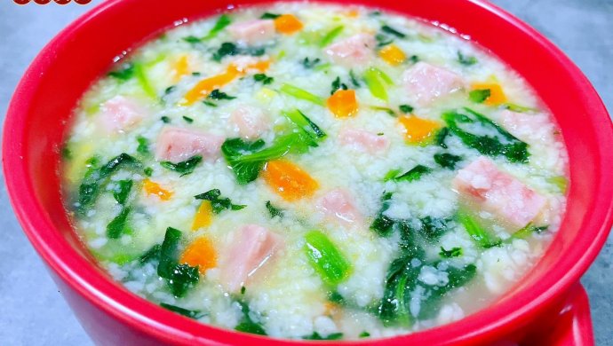 午餐肉小白菜苗胡萝卜疙瘩汤